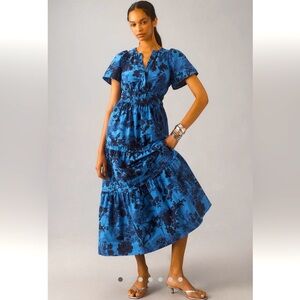 Anthropologie Somerset Maxi Dress Blue Floral Size S